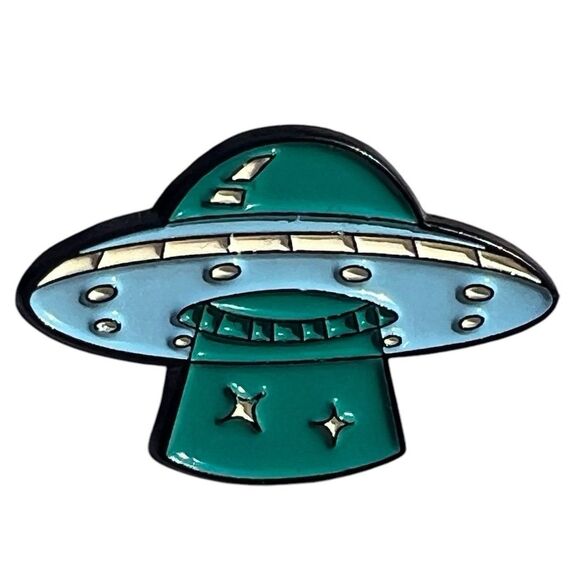 UFO Alien Glitter Enamel Pin - Picture 1 of 5